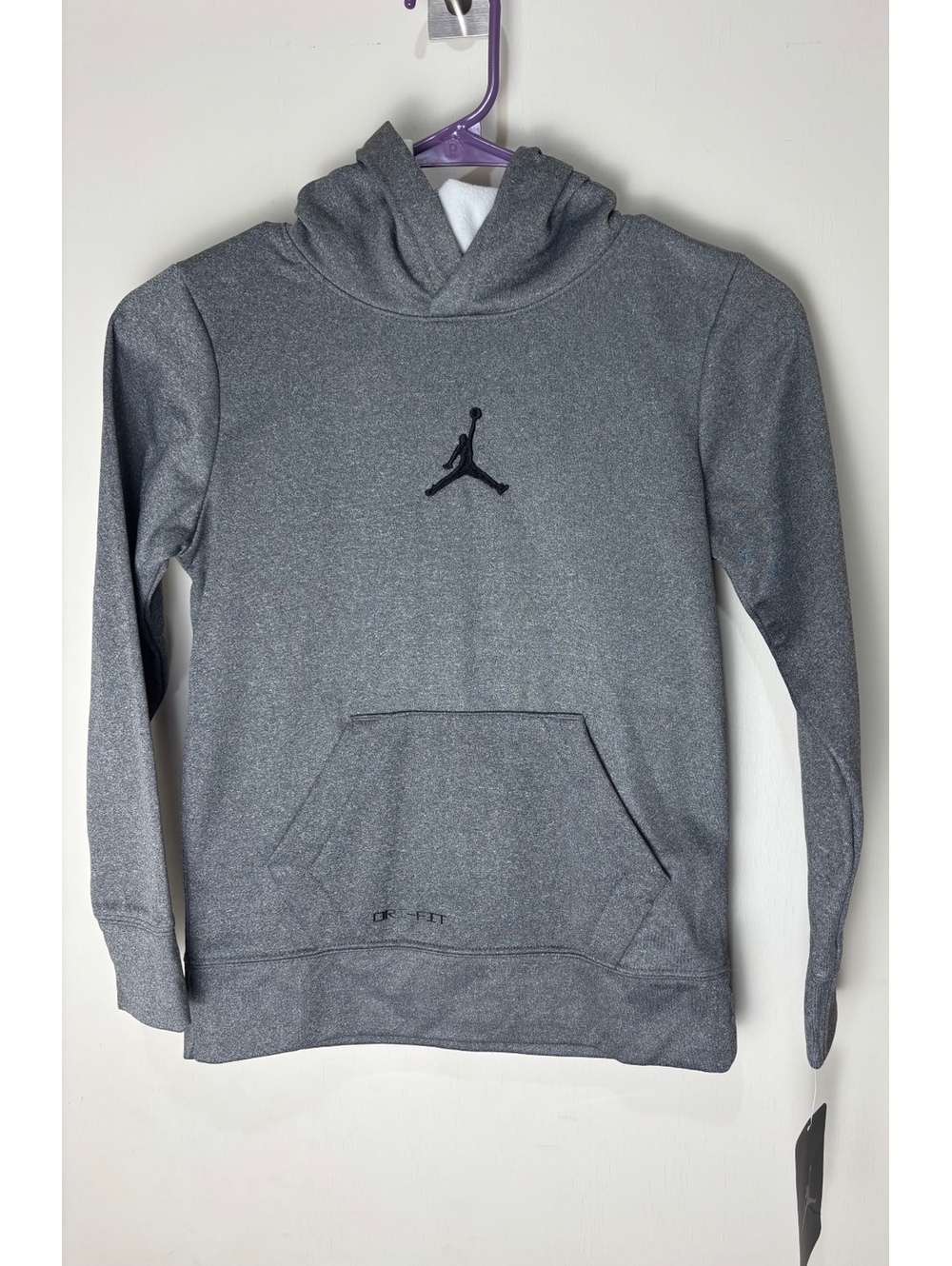 Jordan Boys Small 8-10 Dri-FIT Hoodie Carbon Heather Gray Jumpman NWT